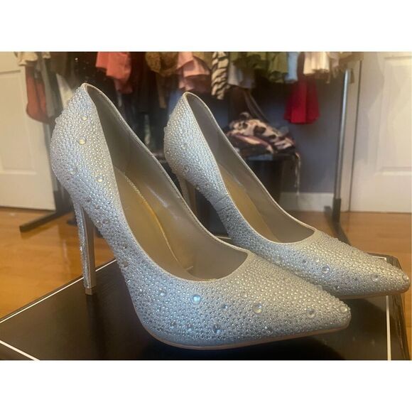 Delicacy Silver Rhinestone Heels - Picture 1 of 5